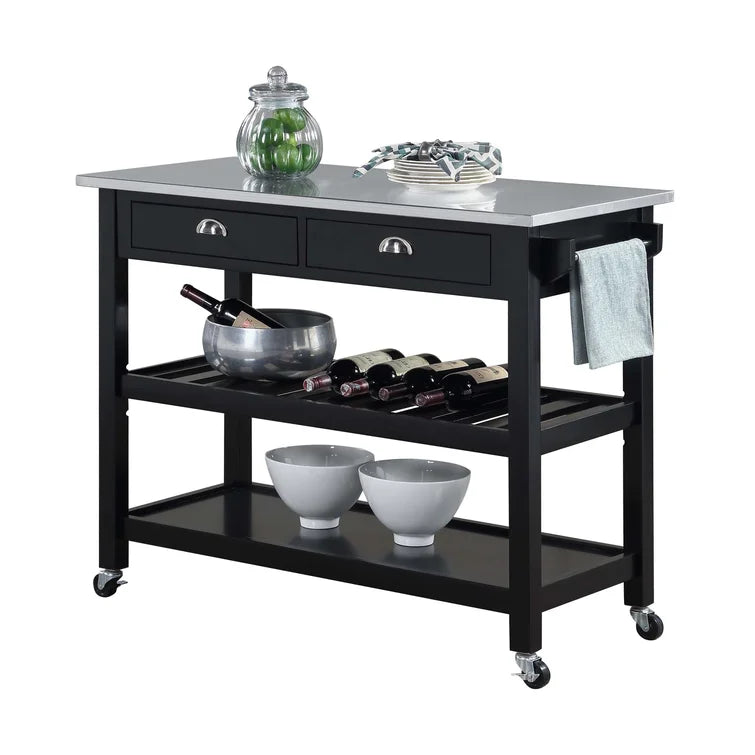 45" Stainless Steel Kitchen Cart with Drawers